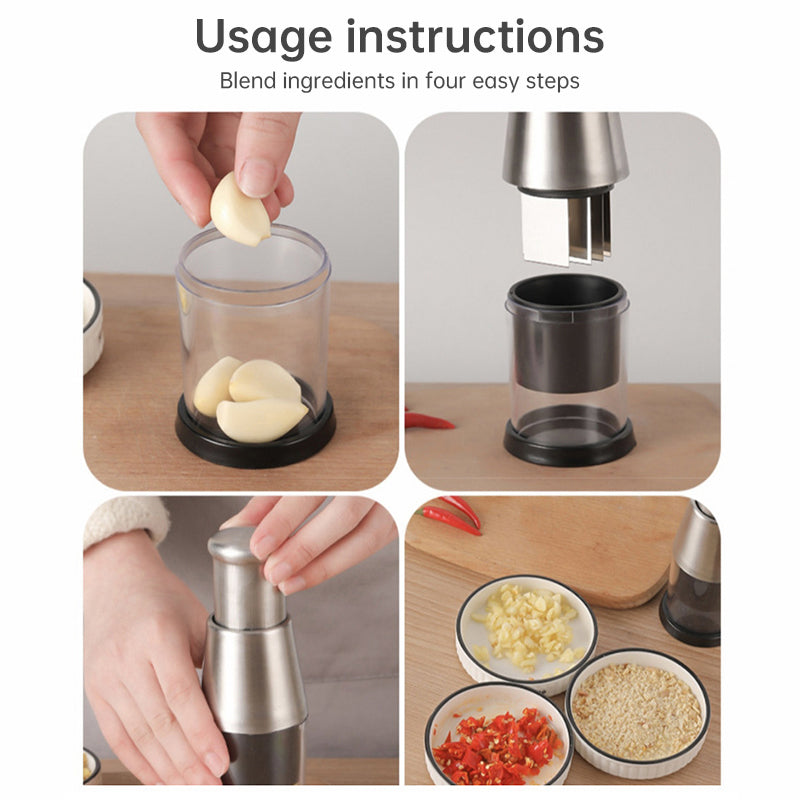 Stainless Steel Manual Kitchen Chopper (for garlic, ginger, herbs, nuts) - V.I.P Digital Presence