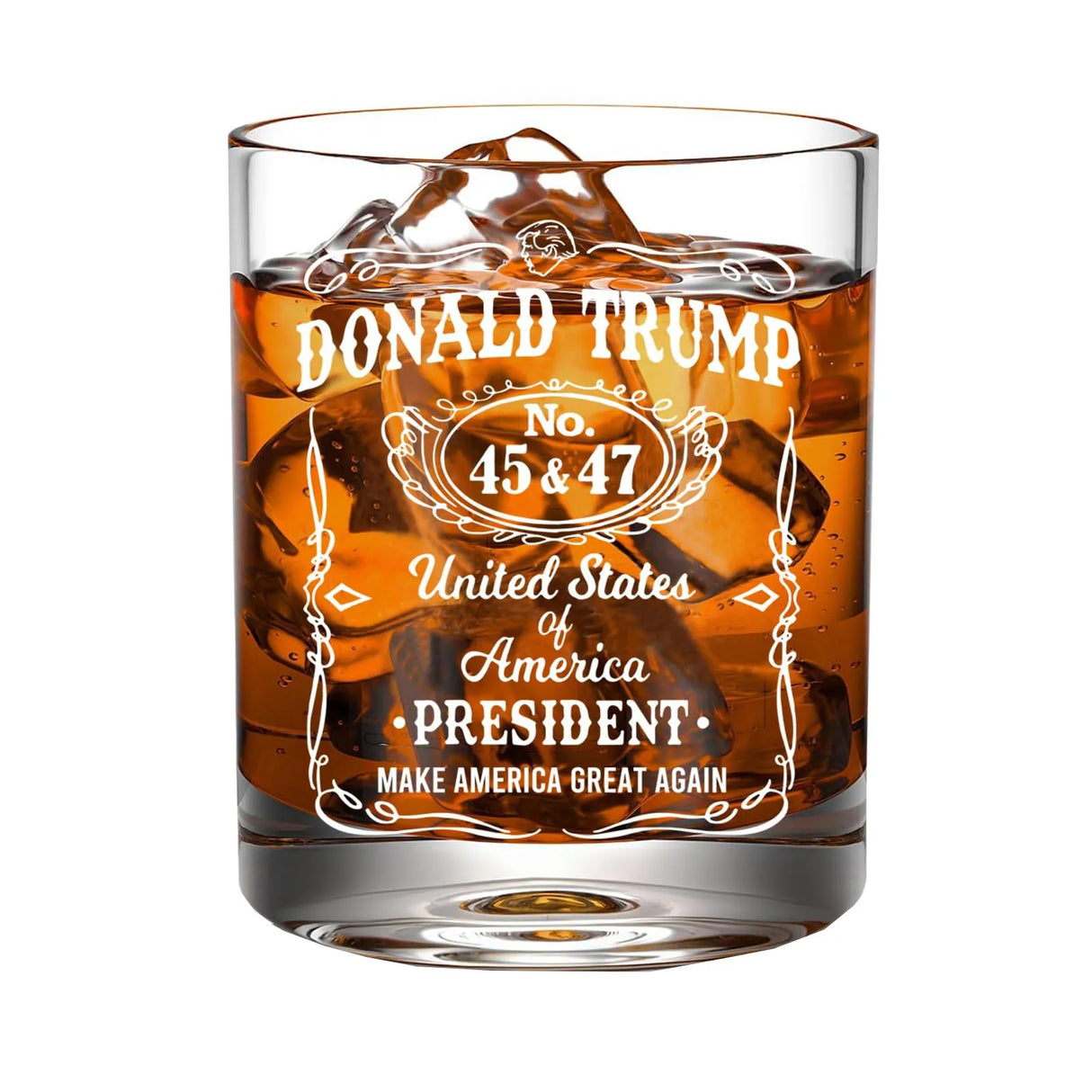 Transparent whiskey glass round straight mouth glass household wine glass beer cup bar tumbler kitchen utensil Trump print glass - V.I.P Digital Presence