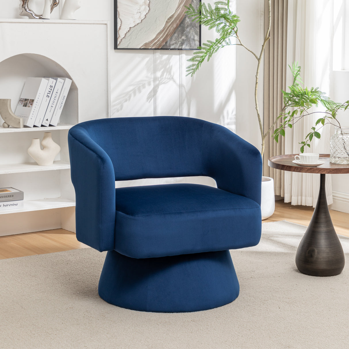 Swivel Barrel Chair, Velvet Accent Armchair 360 Degree Swivel Club Chair for Living Room Bedroom Reception Room - V.I.P Digital Presence