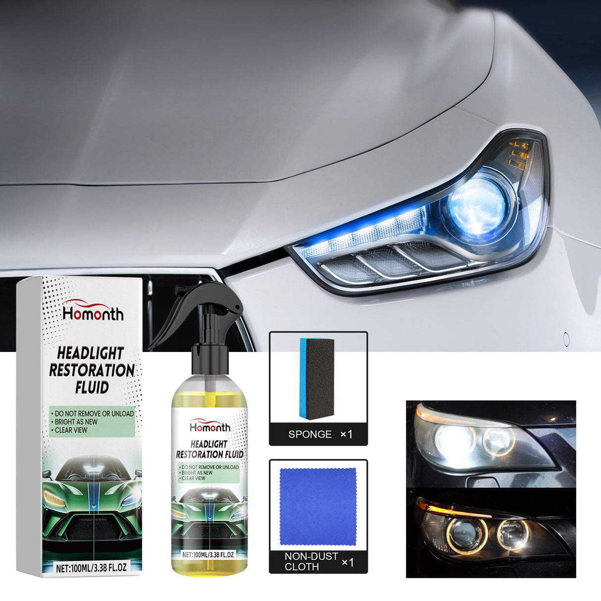 Headlight Restoration Fluid, Car Headlight Scratch Repair Car Light Brightening Plating Crystal Maintenance Polishing - V.I.P Digital Presence