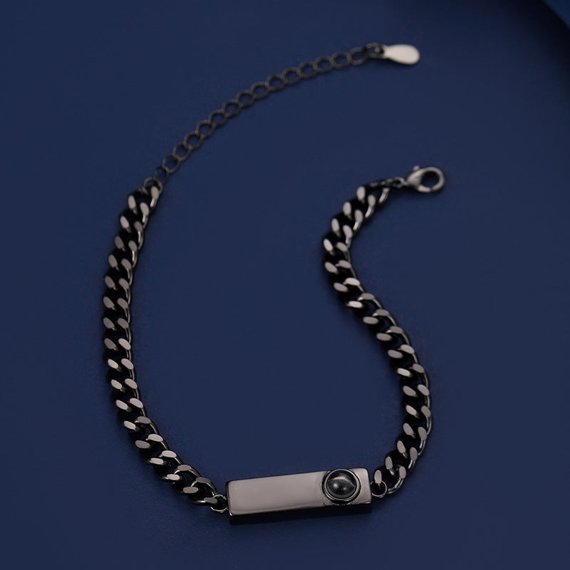 Couple bracelet with 100 different voices I love you engraved high-definition color photo projection bracelet - V.I.P Digital Presence