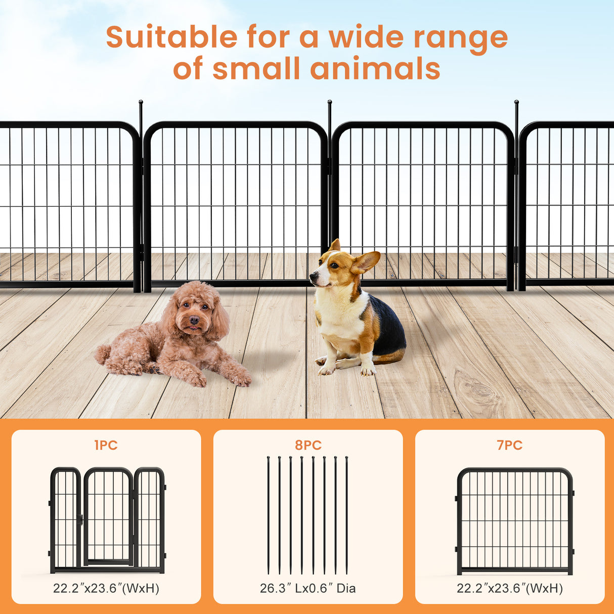 Outdoor 12 piece dog fence, 24 inch portable indoor game fence for small dog pets. Black, 22.2 inches wide x 23.6 inches high. - V.I.P Digital Presence