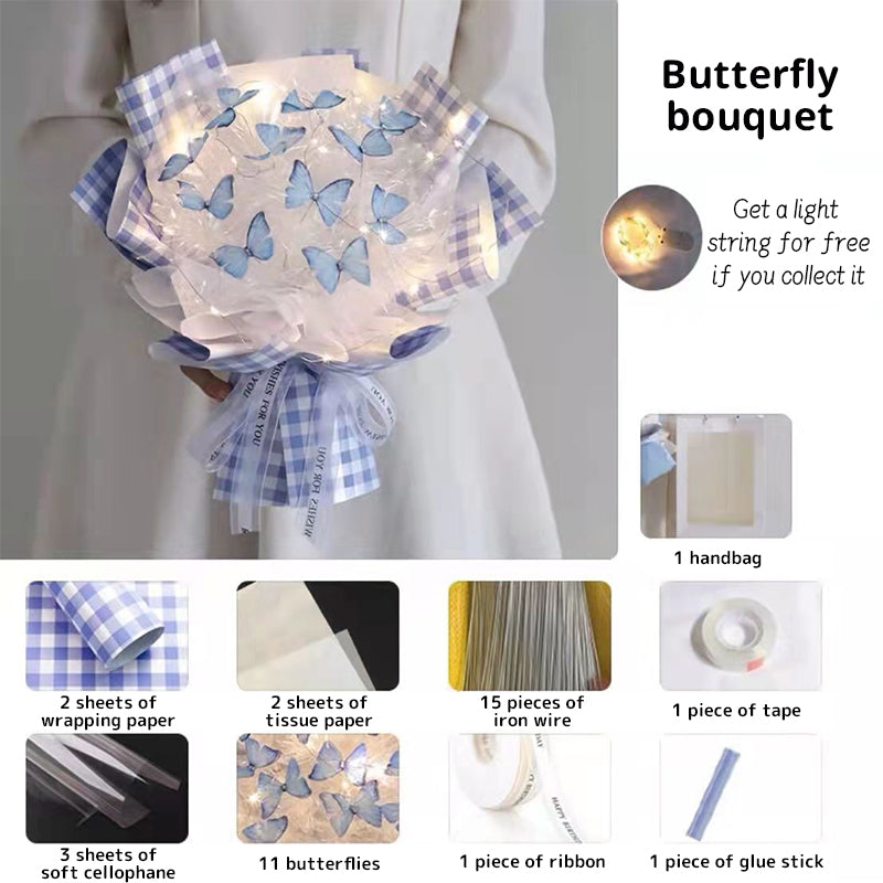 New DIY Butterfly Bouquets Handmade Butterfly Flower Material Package Bouquet with Light String Wedding Decor Gift for Girlfrien - V.I.P Digital Presence