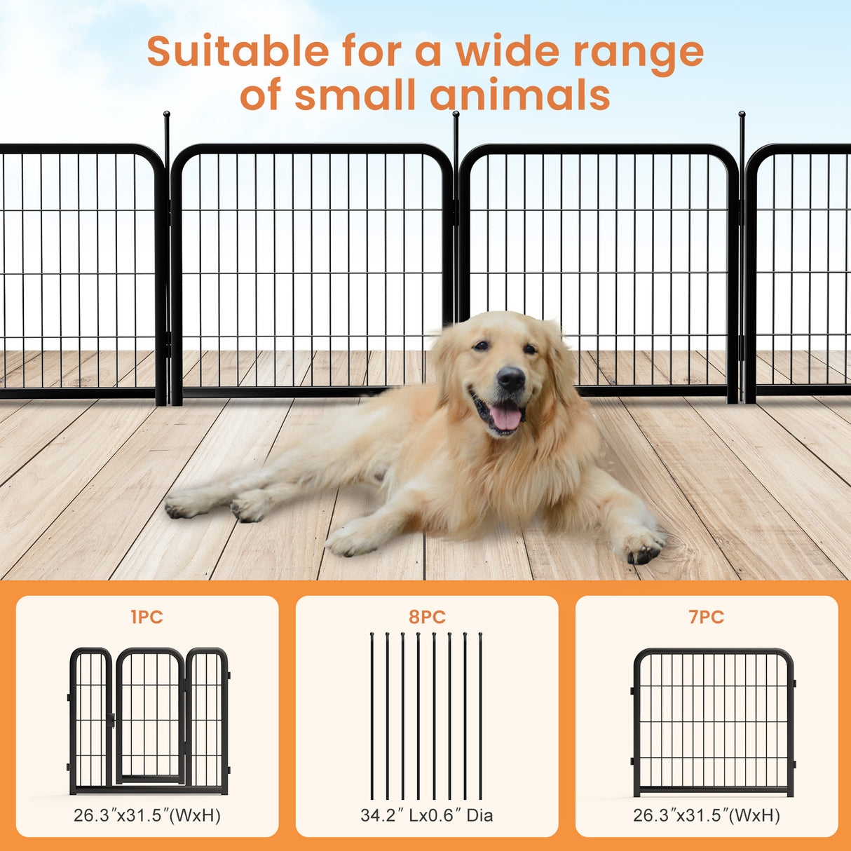 Outdoor dog fence, 8-piece board dog fence. 31 inch portable pet sports fence. Black, 26.3 inches wide x 31.5 inches high. - V.I.P Digital Presence