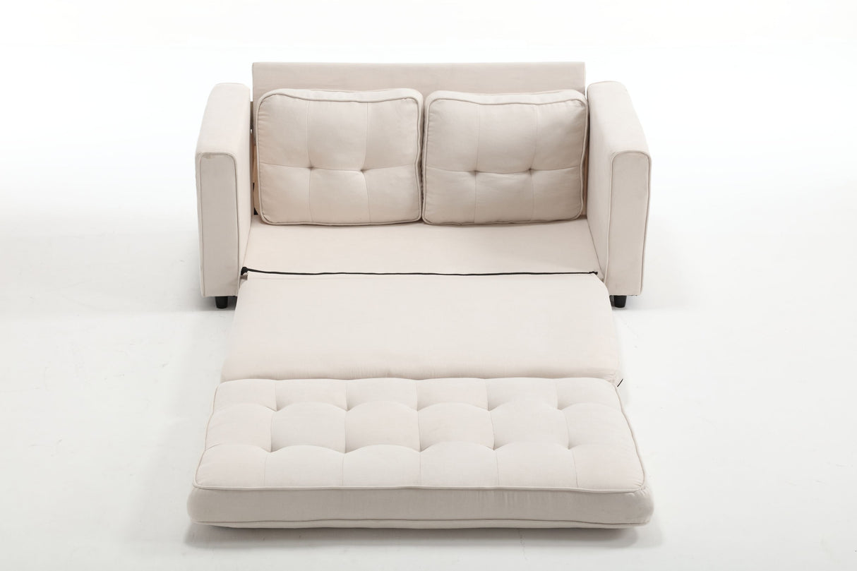 3 Fold Sofa Convertible Futon Couch sleeper sofabed Space saving loveseat Dark Gray & Light Gray & Beige