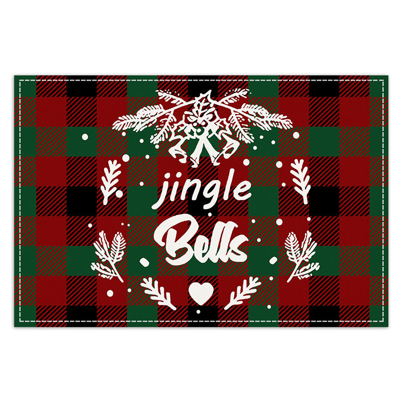 Christmas Tree Elk Printed Meal Mat Christmas Striped Checkered Table Mat White Hemp Western Food Mat - V.I.P Digital Presence