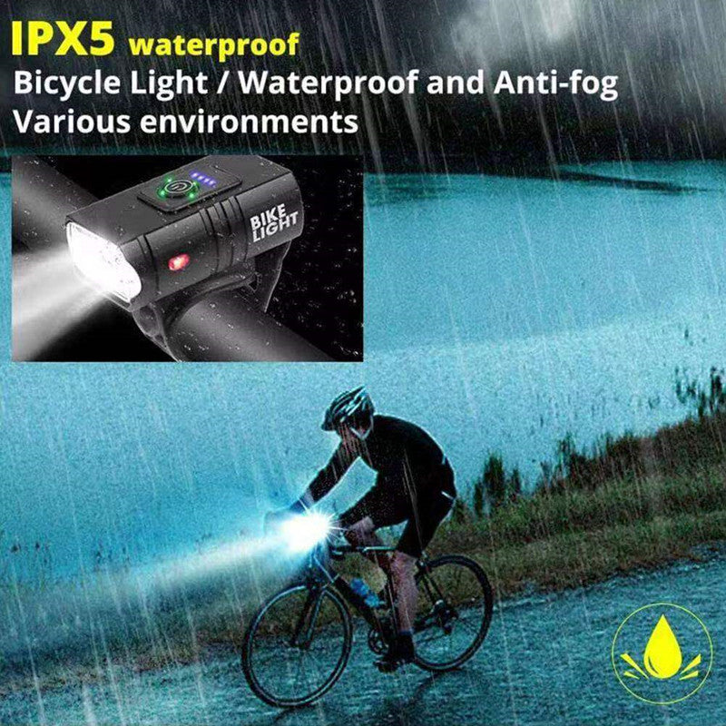 Rechargeable bicycle cycling night light USB light T6 light Strong flashlight Mountain bike front and rear light accessories