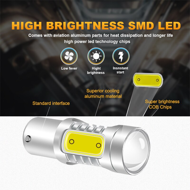 NLpearl 2x Signal Lamp 1156 LED BA15S P21W BAU15S PY21W Auto Turn Signal Light 12V COB 1157 BAY15D P21/5W LED Brake Stop Lamps - V.I.P Digital Presence