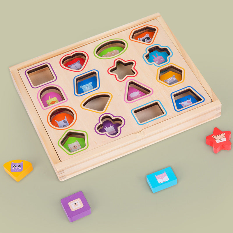 Wooden shape matching block box, children's early education cognitive color, graphic matching card, matching block toy - V.I.P Digital Presence