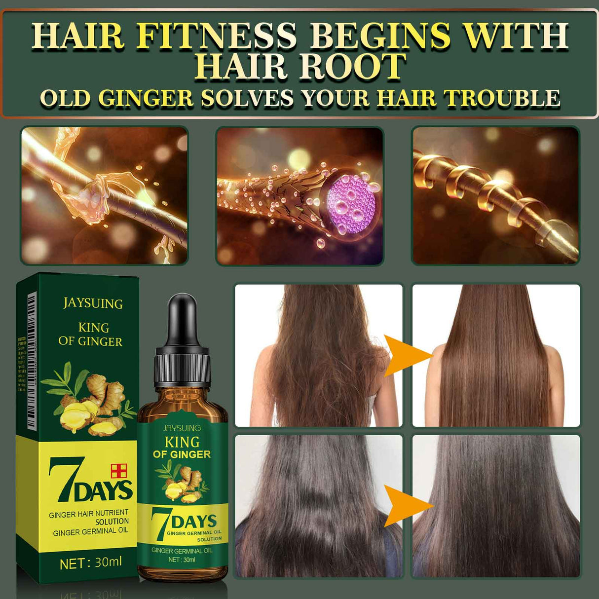Ginger Hair Care Essential Oil Refreshing And Nourishing Scalp Follicles And Strengthening Hair Nutrition Solution - V.I.P Digital Presence