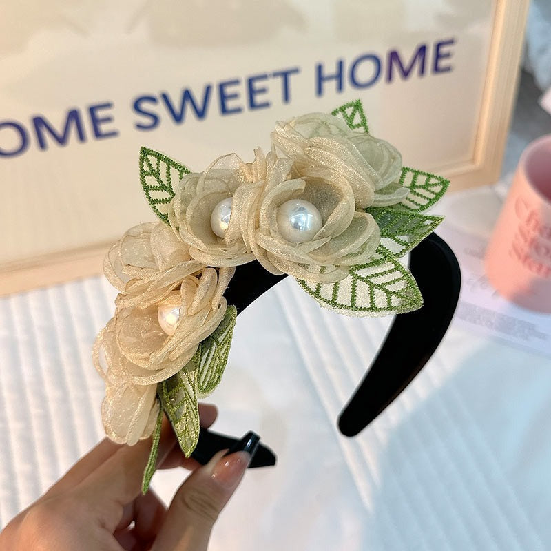 Fashionable fabric flower pearl flower headband - V.I.P Digital Presence