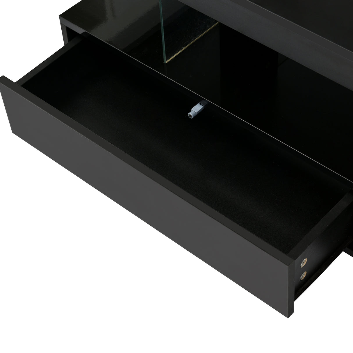 U-Can LED coffee table with storage space, modern central table with 2 drawers and display rack, equipped with LED lights, black - V.I.P Digital Presence