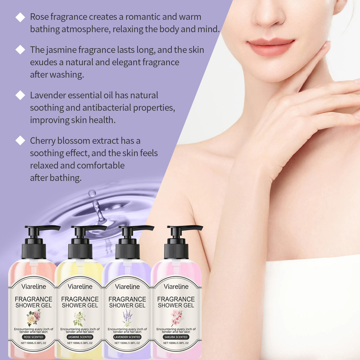 Fragrant Body Wash (Cherry Blossom Scent) Moisturize And Moisturize Skin To Improve Dry Women's Body Wash