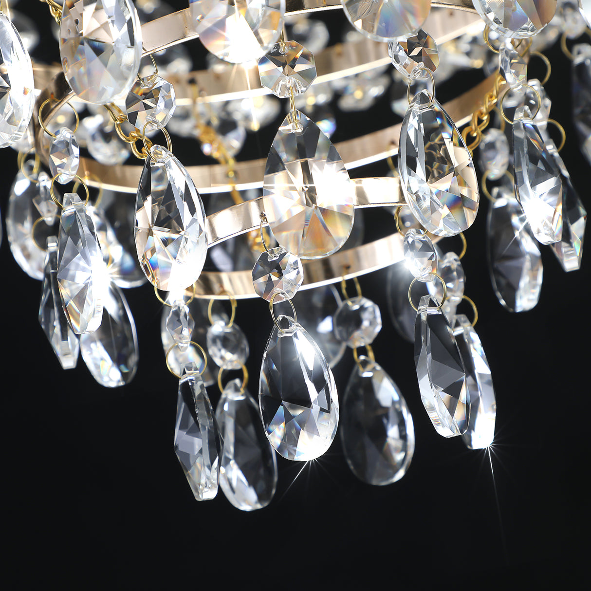 Golden crystal pendant light, large modern luxury ceiling lighting (without light bulbs) - V.I.P Digital Presence