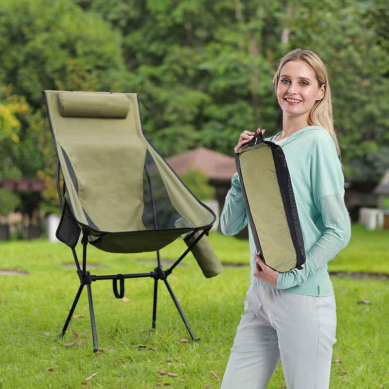 Folding camping chair with headrest. Lightweight, aluminum alloy, for travel and fishing. Outdoor furniture. - V.I.P Digital Presence
