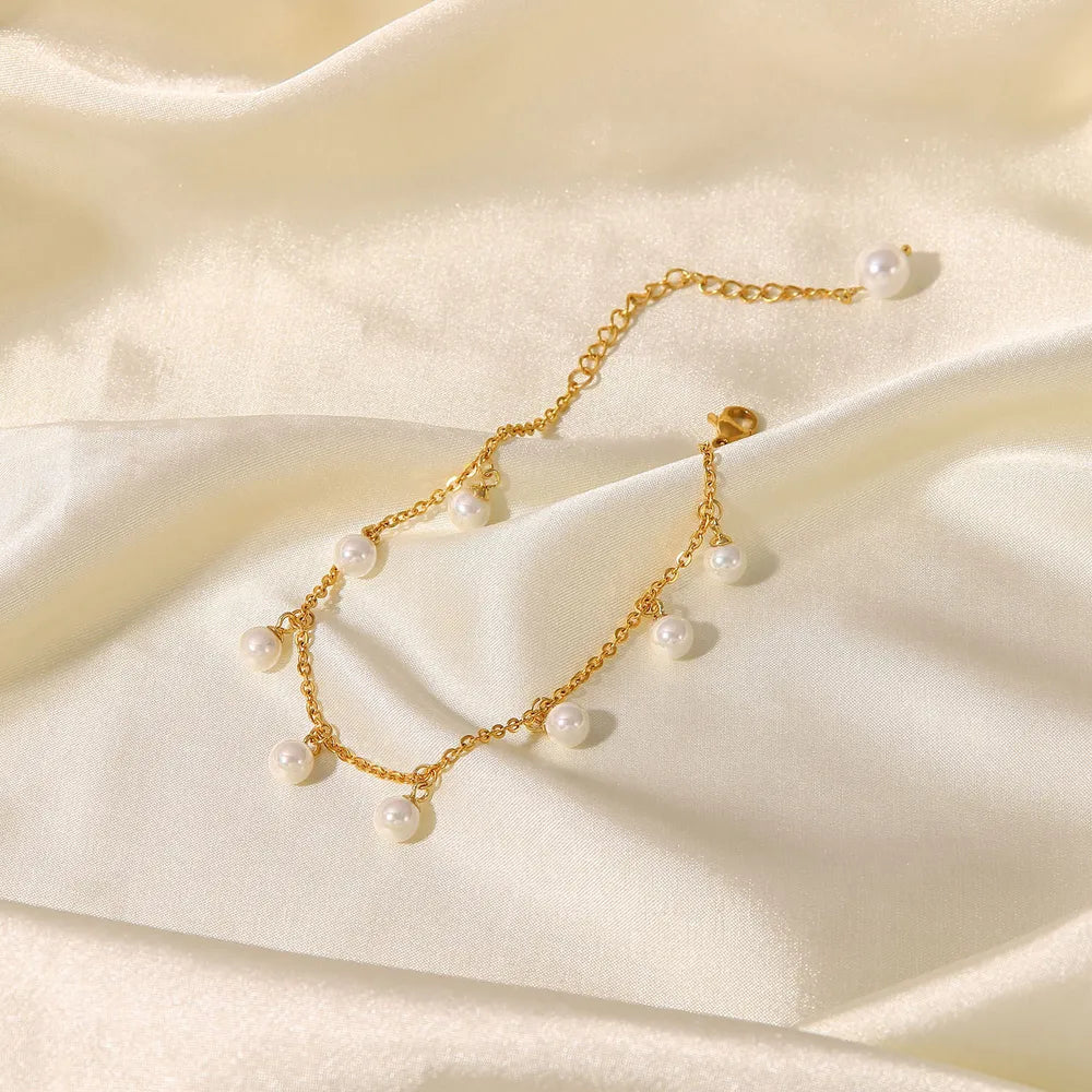 Pearl 18K Gold-Plated Charm Anklet - V.I.P Digital Presence