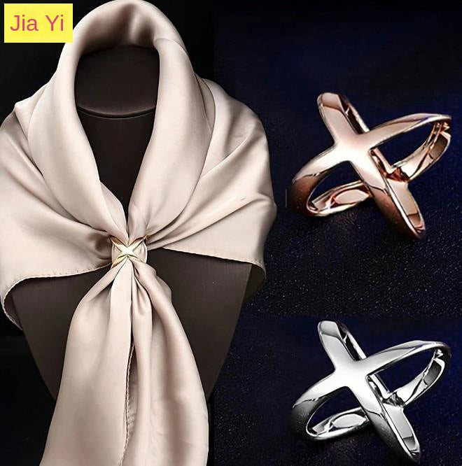 Creative Rice King Star Gold-Plated Scarf Buckle Multi-Purpose X Cross Hollow Smooth Surface Scarf Square Shawl Buckle - V.I.P Digital Presence