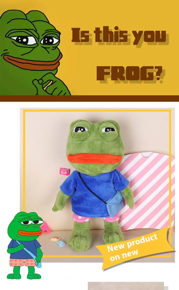 Original New Sad Frog Doll Plush Toy Juvenile Version Shoulder Bag Pepe Funny Green Frog Big Mouth Smiling Frog Boys Gifts - V.I.P Digital Presence