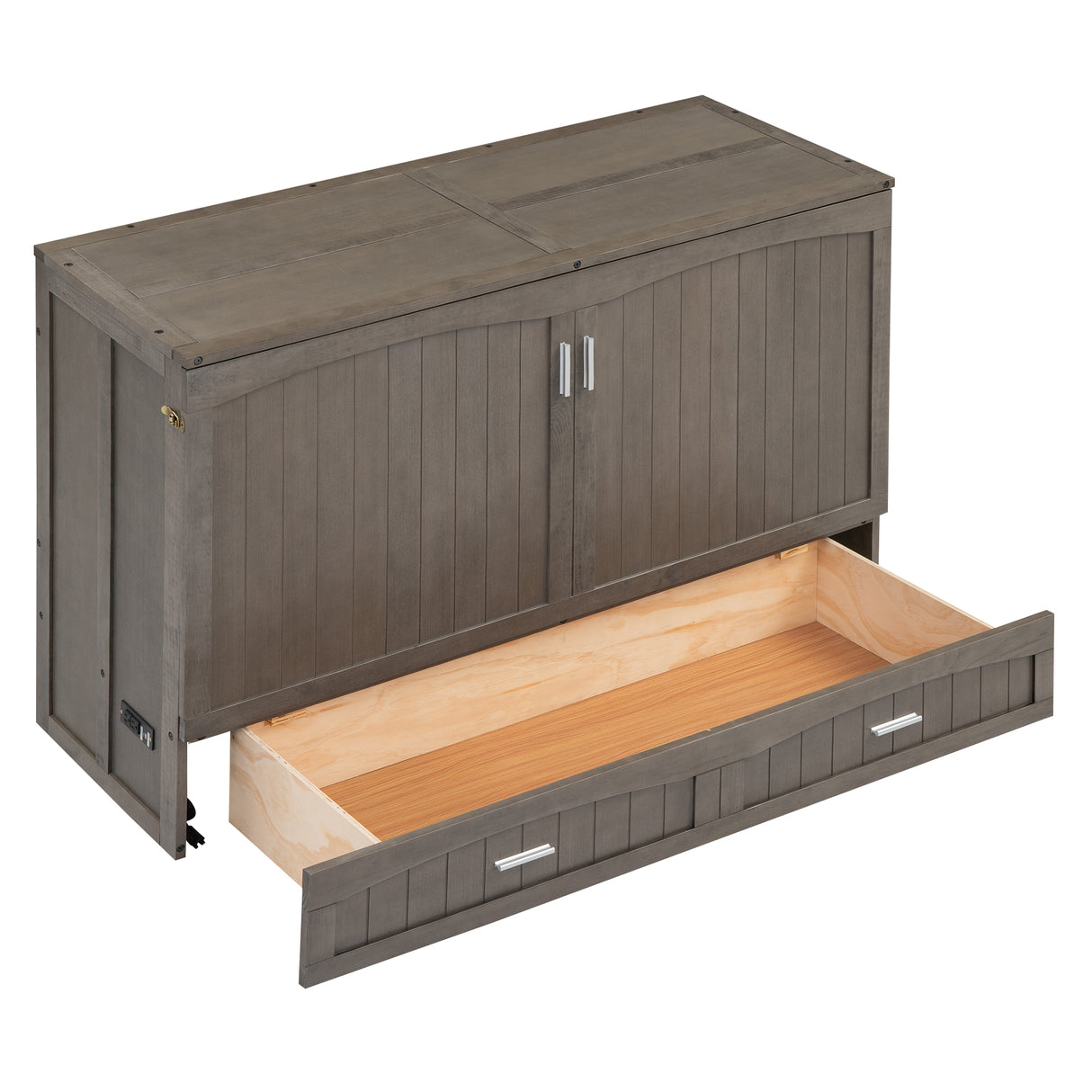 Queen Size Murphy Bed with Built-In Charging Station Antique Grey