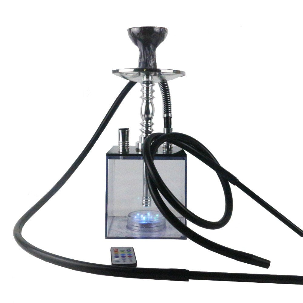 Acrylic hookah set with LED light square double tube hookah finished accessories - V.I.P Digital Presence