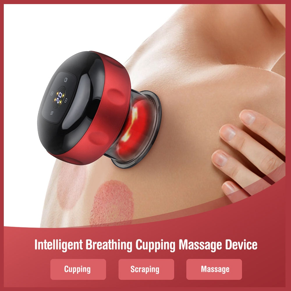 Electric Cupping Massager Scraping and Cupping Therapy Red Light Heating Vibration Pressotherapy Rechargeable Pain Relief - V.I.P Digital Presence