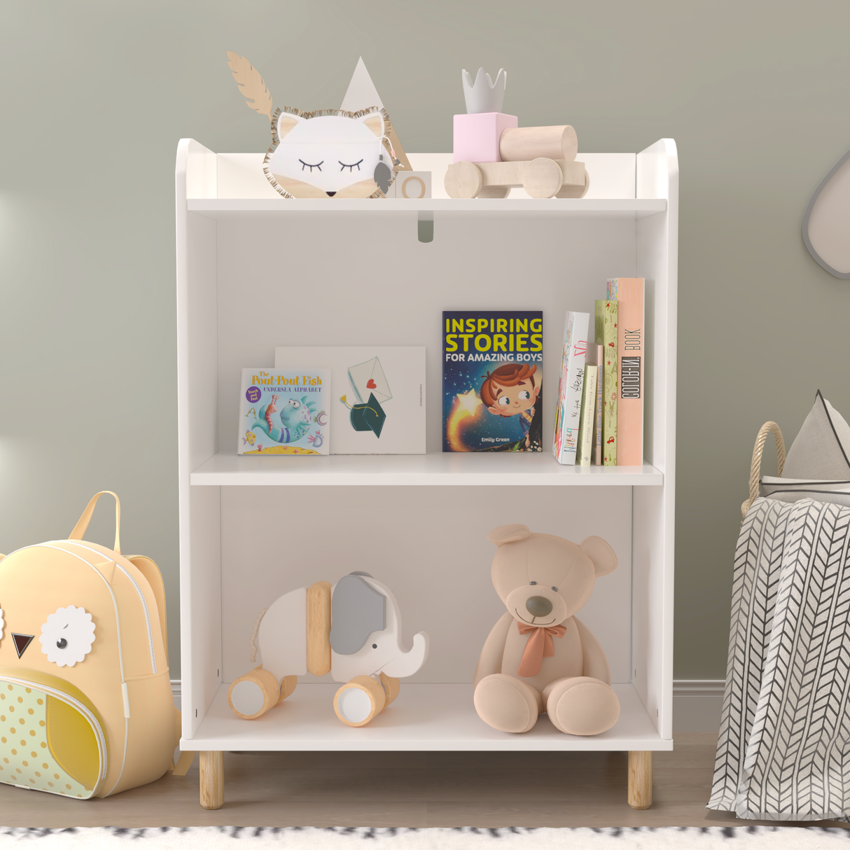 Kids 3-Tier Bookcase Children's Book Display Bookshelf Toy Storage Cabinet Organizer for Children's Room - V.I.P Digital Presence