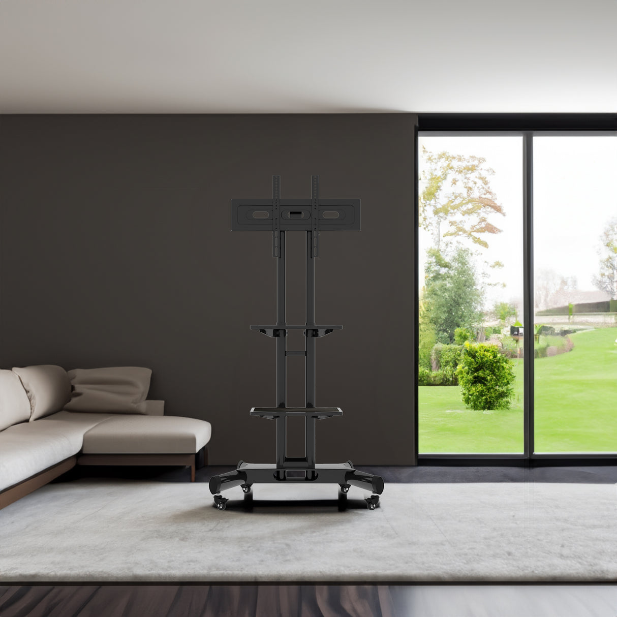 FANCO Universal Rotating TV Stand, suitable for 32-80 inch TVs, adjustable tilt height, maximum VESA 600x400mm (black) - V.I.P Digital Presence