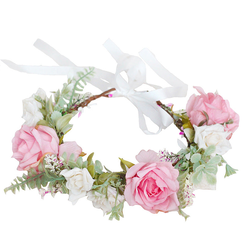 Korean style fashion flower wreath headwear fabric rose bridal headband beautiful little girl selfie flower hair accessory - V.I.P Digital Presence