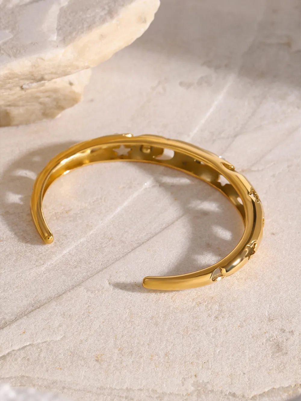 Stainless Steel Inlaid Rhinestone Cutout Bracelet - V.I.P Digital Presence