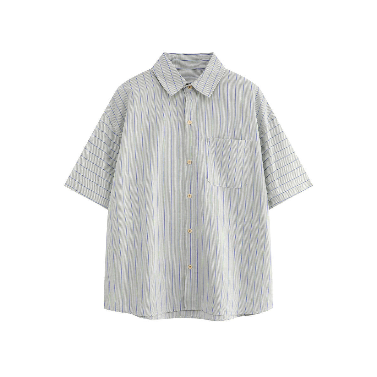 Patch striped casual loose silhouette short sleeved shirt for men - V.I.P Digital Presence