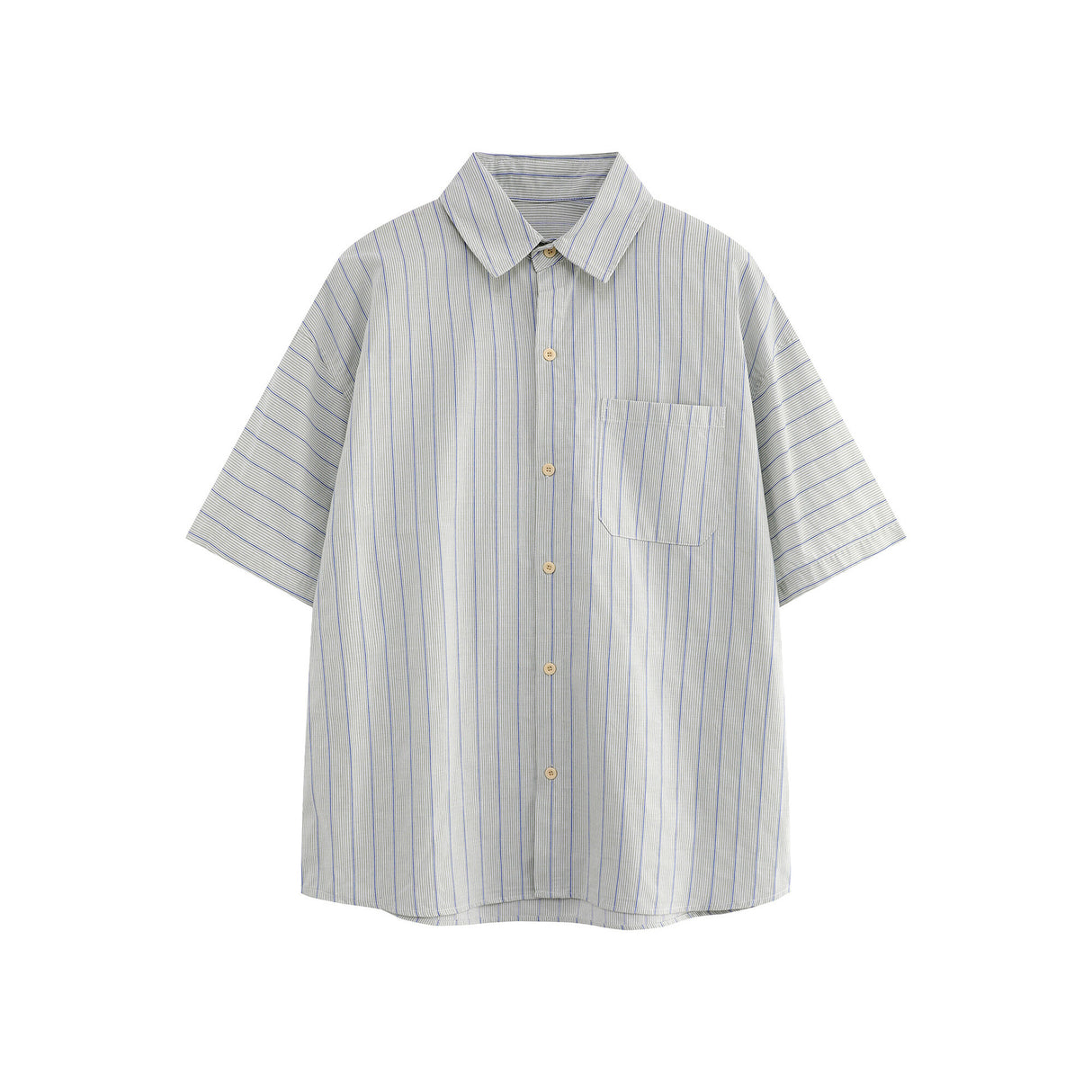 Patch striped casual loose silhouette short sleeved shirt for men - V.I.P Digital Presence
