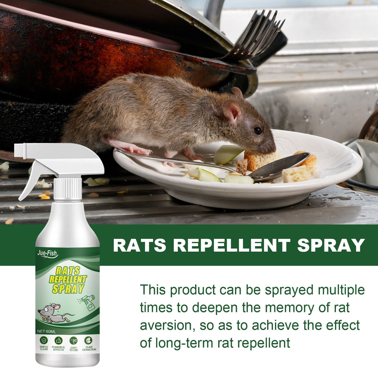 Jue Fish rats repellent spray car body kitchen office bedroom warehouse sewer pipe anti rat spray 60ml mouse repellent spray - V.I.P Digital Presence