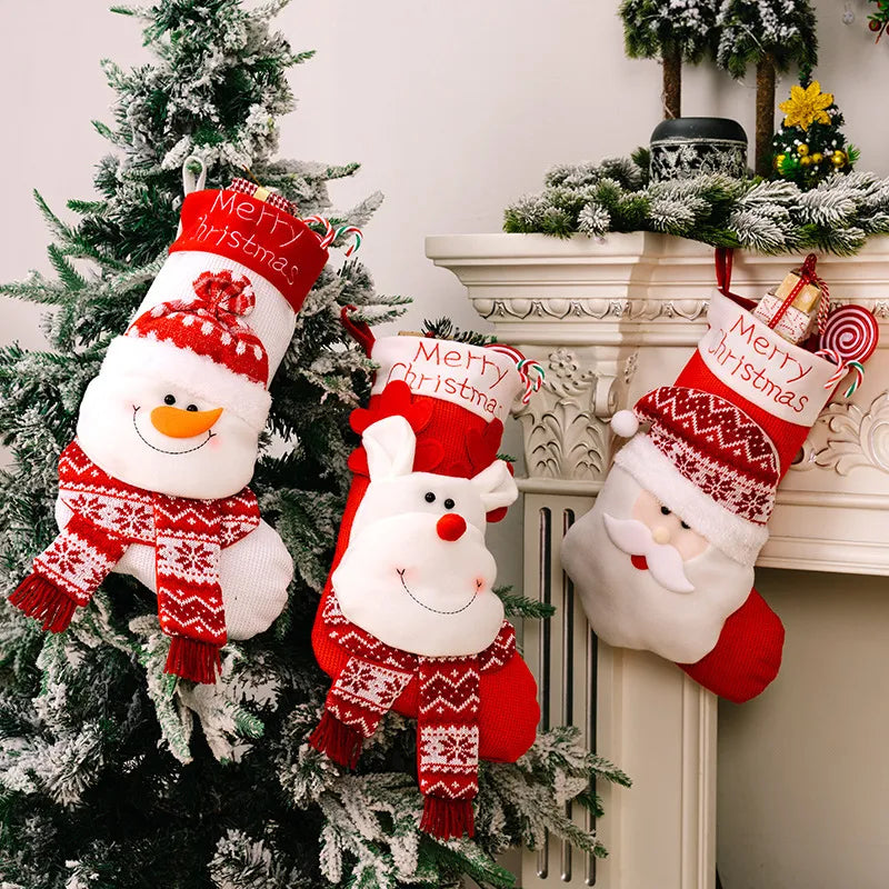 Christmas Decorative Socks 3D Elderly Elk Knitted Socks Children's Gift Bag Red Christmas Socks - V.I.P Digital Presence