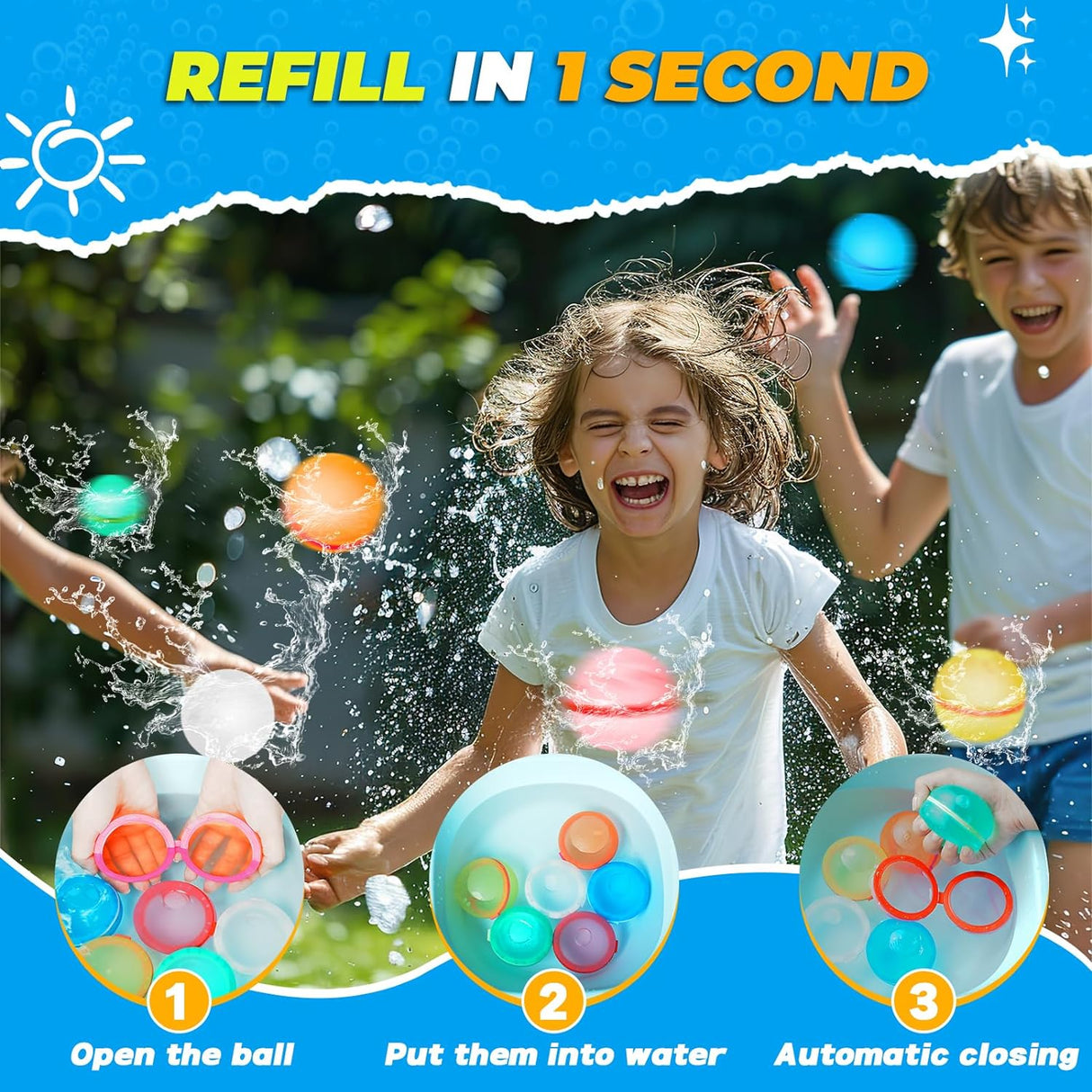 12 PCS Reusable Water Balloons, Refillable Magnetic Water Balls for Outdoor Games, Self Sealing Water Splash Bomb Quick Fill for - V.I.P Digital Presence