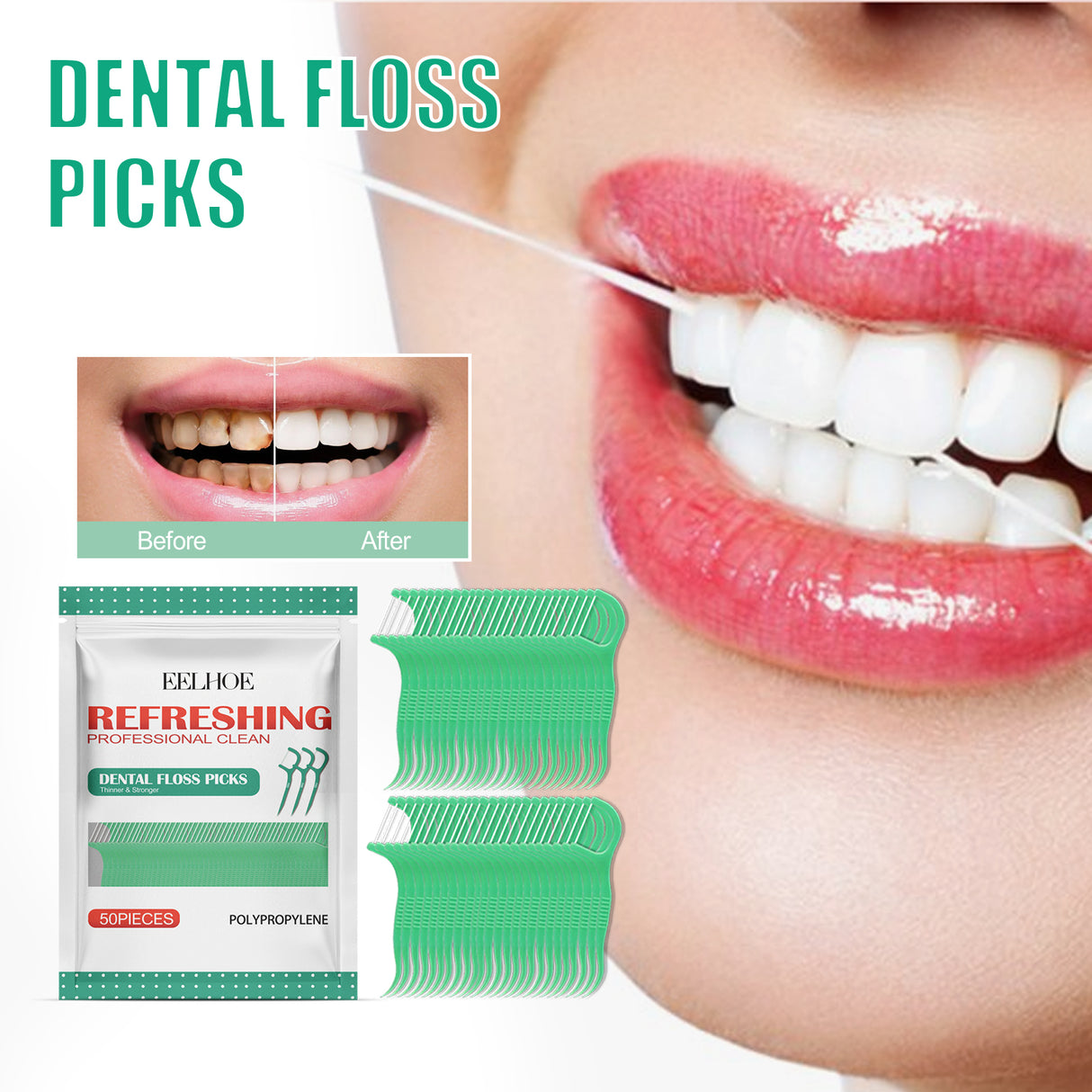 Dental Floss Picks, Dental Cleaning Interdental Flossing Disposable Household Portable Floss Stick - V.I.P Digital Presence