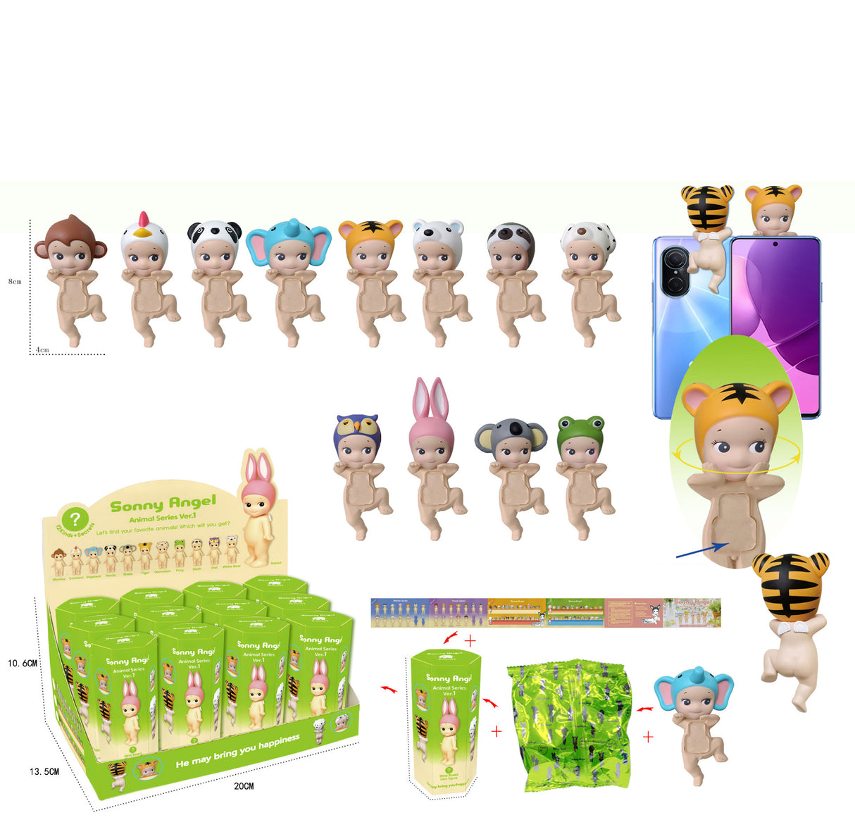 Party Angel Cheek Blind Box Car Ornament Mobile phone Decoration Handmade Anime Doll Finished End Box - V.I.P Digital Presence