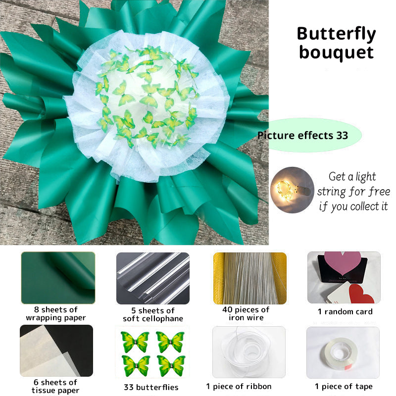 New DIY Butterfly Bouquets Handmade Butterfly Flower Material Package Bouquet with Light String Wedding Decor Gift for Girlfrien - V.I.P Digital Presence