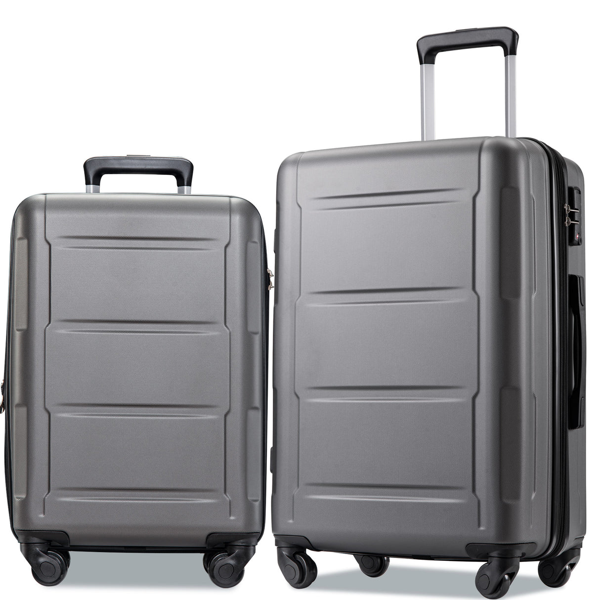 Expanable Spinner Wheel 2 Piece Luggage Set ABS Lightweight Suitcase with TSA Lock 20inch+24inch Dark Gray + Plastic