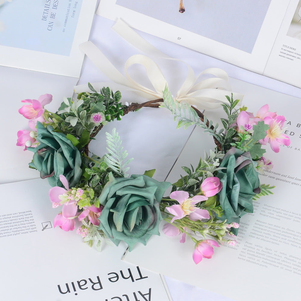Super Fairy Girl Bride Scenic Area Photography Flower Wreath Hair Accessories Handmade Silk Flower Wreath Headwear - V.I.P Digital Presence