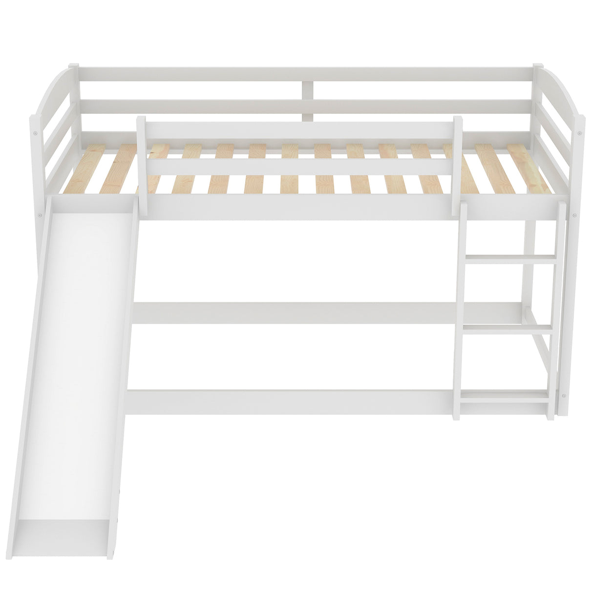 Twin over Twin Bunk Bed with Convertible Slide and Ladder White
