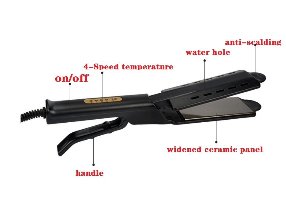 Hair Straightener Four-gear temperature adjustment Ceramic Tourmaline Ionic Flat Iron Hair Straightener For Women Widen panel - V.I.P Digital Presence