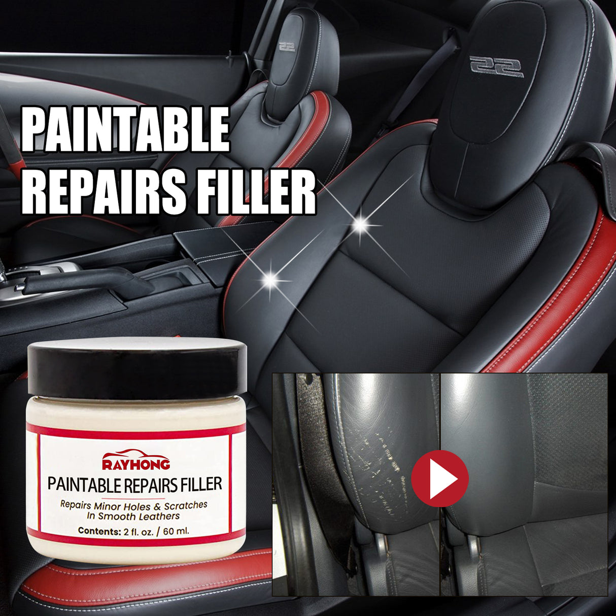 Paintable Repairs Filler, Car Seat Scratch Repair Sofa Leather Repair Cream - V.I.P Digital Presence