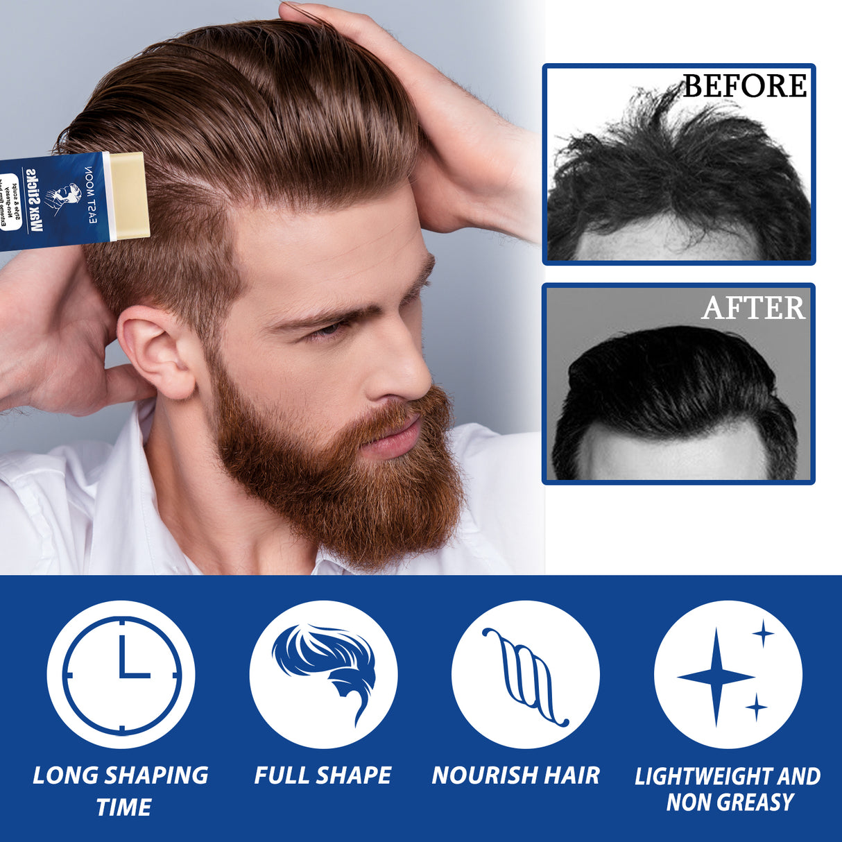 Men's Hair Wax Stick Broken Hair Care Lasting Styling Natural Fluffy Three-Dimensional Easy Styling Hair Wax Stick - V.I.P Digital Presence