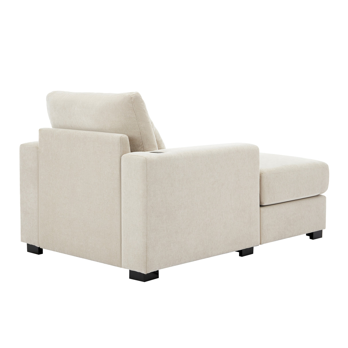 39.7" Oversized Chaise Lounger Modern Style Sofa Couch ,with Pillows, Charge Station & Cup Holders, Chenille Fabric, Cream - V.I.P Digital Presence