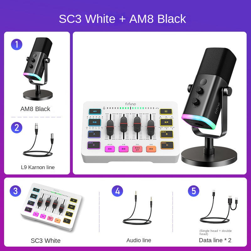 Fifine Game Live Streaming Equipment SC3 Full Set USB External Sound Card Microphone Desktop Karaoke - V.I.P Digital Presence