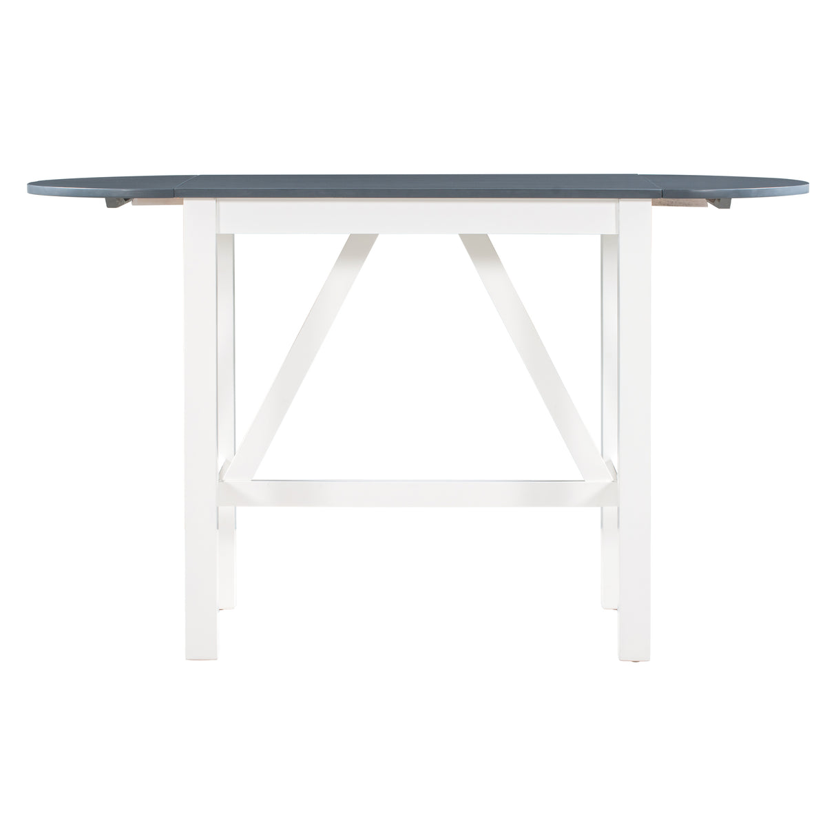 TOPMAX 3-Piece Wood Counter Height Drop Leaf Dining Table Set with 2 Upholstered Dining Chairs for Small Place White+Gray