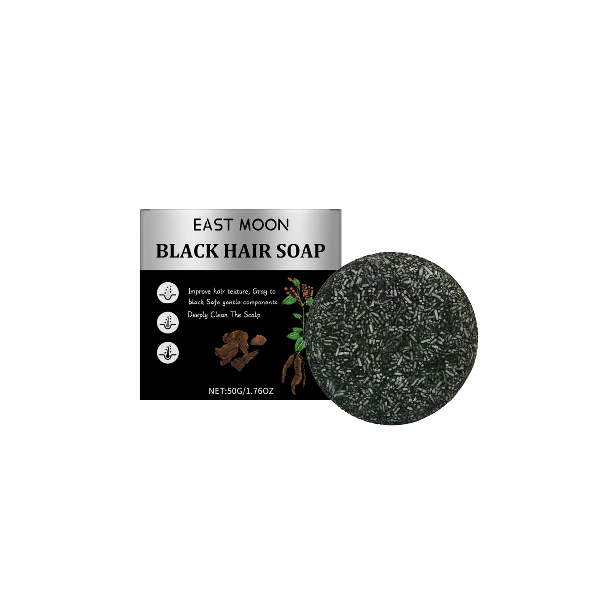 Men Bamboo Charcoal Black Hair Soap, Solid Hair Care, Clean Scalp, Smooth Black Hair Repair And Nourish Hair Roots - V.I.P Digital Presence