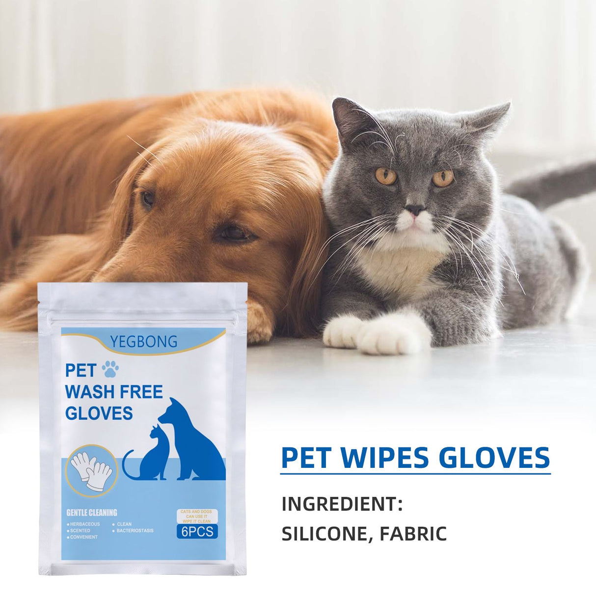 Pet Herbal Gloves, Cleaning Wipes No-Bath No-Wash Non-Woven Gloves For Feline Handling - V.I.P Digital Presence