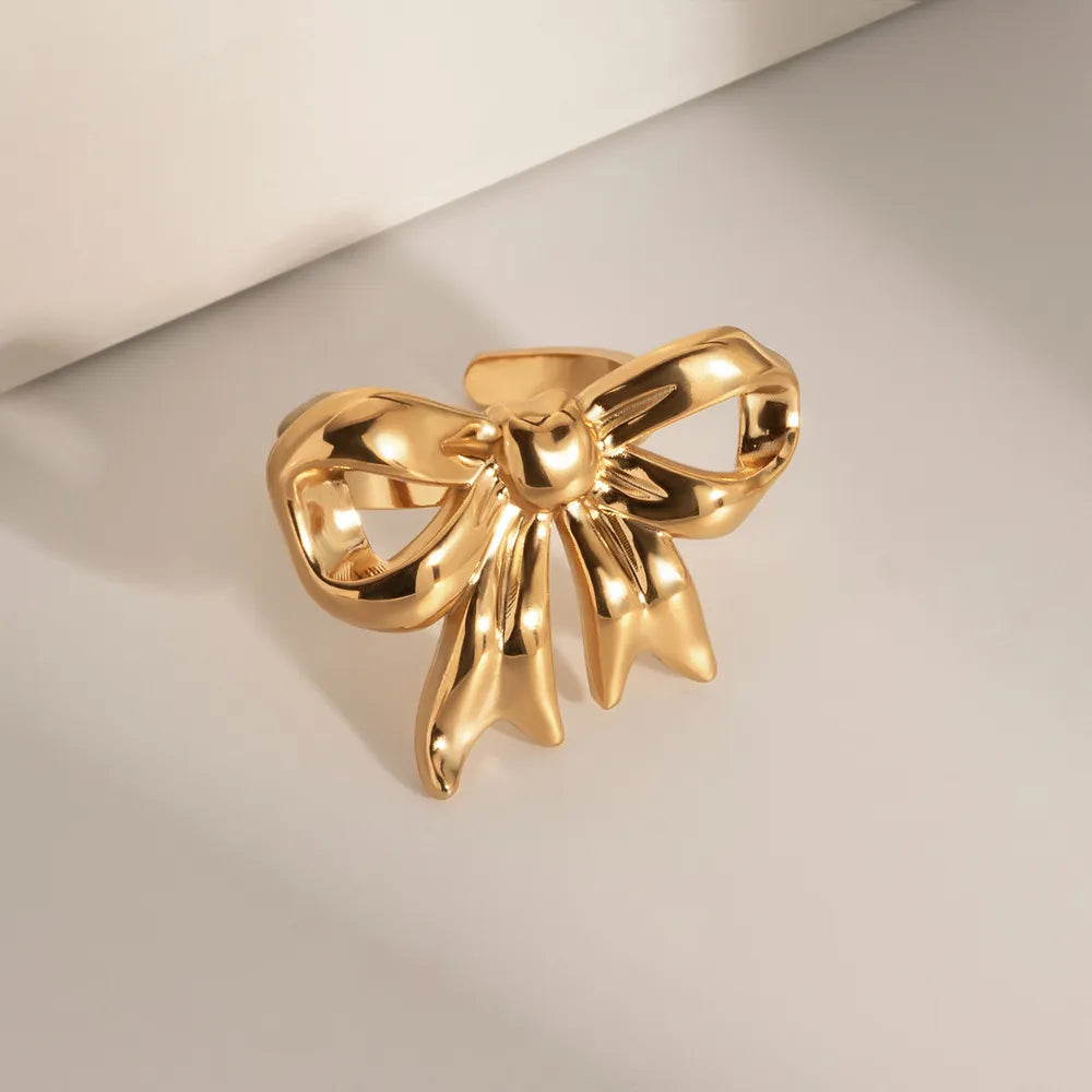 18K Gold-Plated Stainless Steel Bow Ring - V.I.P Digital Presence