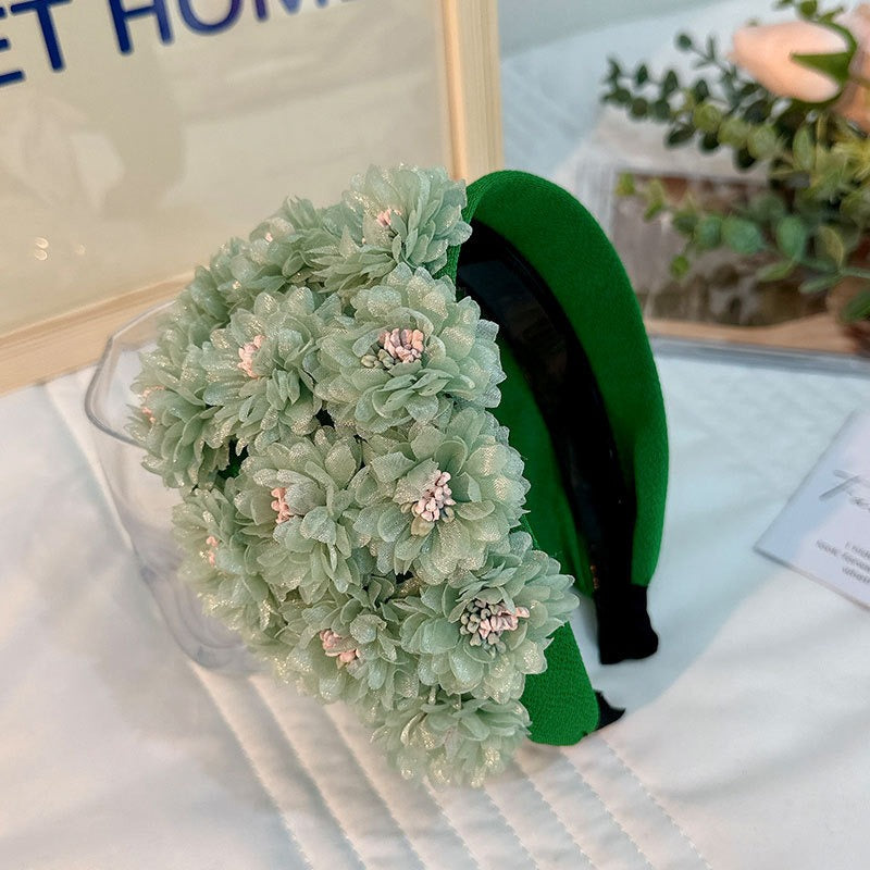Flower series fashionable wide edge handmade fabric headband headband for women - V.I.P Digital Presence